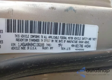 2004 Jeep Grand Cherokee Laredo from USA, damaged, VIN 1J4GW48N94C136209